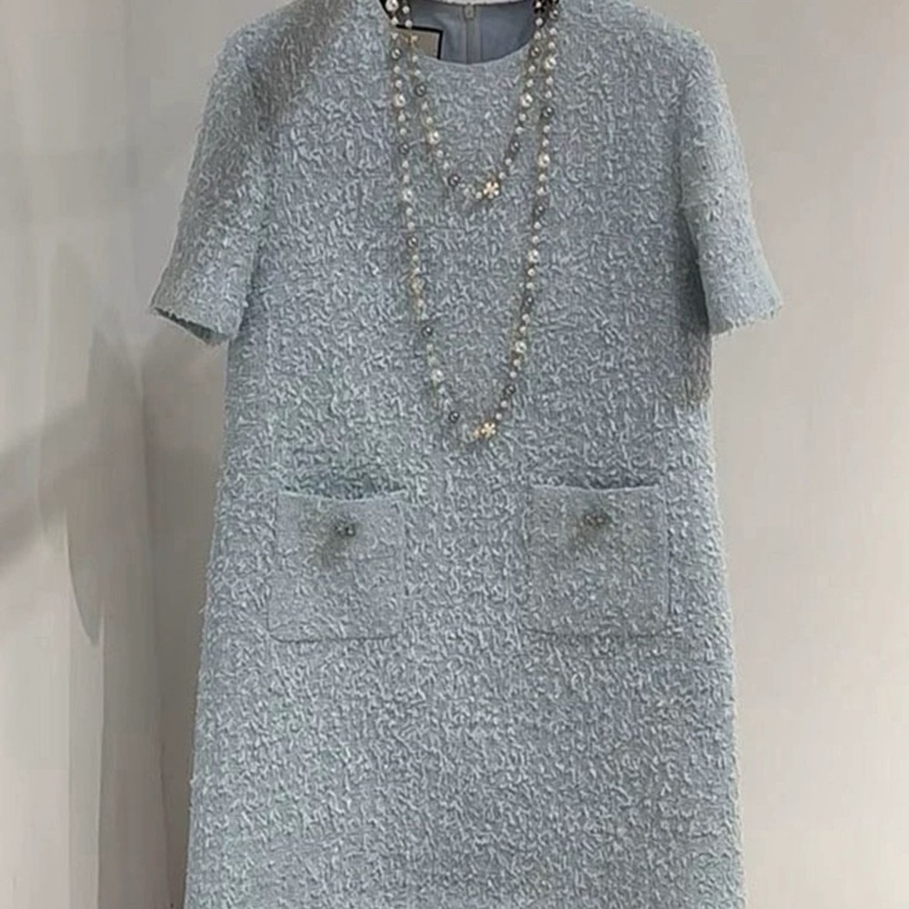 Elegant Blue Textured Dress